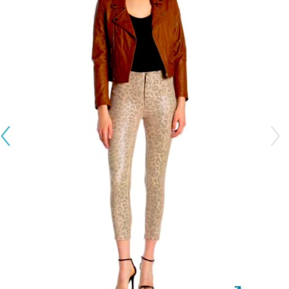 MOTHER Faux Suede Leopard Print Ankle Cut Pants